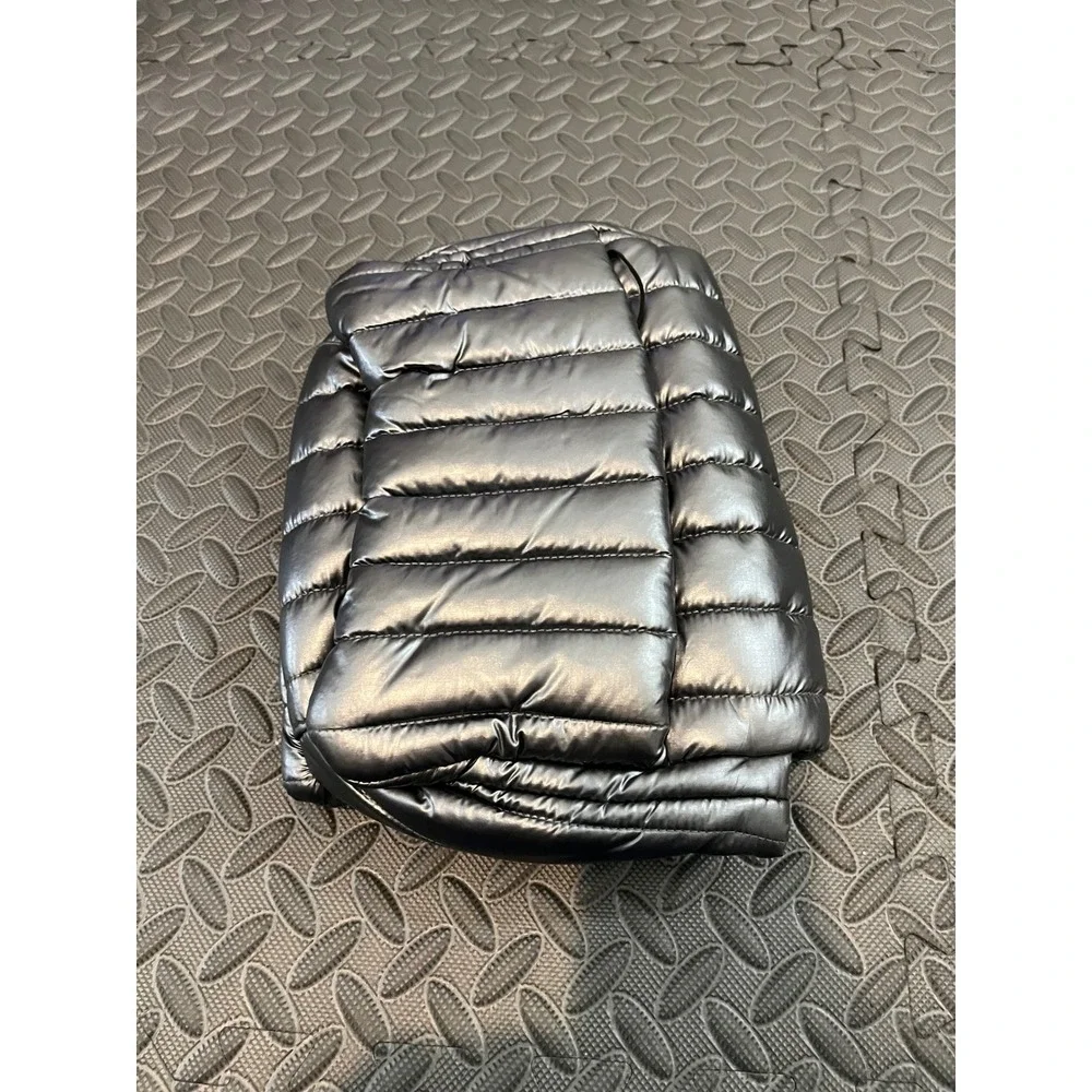Think Royln Bar Bag Puffer Crossbody Womens OS Gunmetal Metallic Quilted Flap